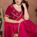 Pink Silk Blend Saree with Embroidered Border Designer Blouse