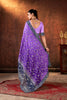 Purple Navy Blue Embroidered Silk Saree with Silver Zari