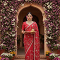 
Elegant Red Saree with Designer Blouse  Piece Festive Wear
