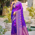 Royal Purple Silk Saree with Rich Zari Border Intricate Designer Pallu