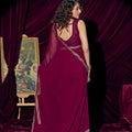 Wine Red Georgette Saree with Embroidered Border Designer Saree