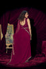 Wine Red Georgette Saree with Embroidered Border Designer Saree