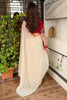 Off White Georgette Saree Golden Butti Designer Red Embroidered Blouse