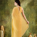 Yellow Georgette Ready To Wear Saree with Designer Lace Border