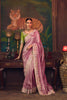 Pink Silk Saree with Heavy Border Contrast Green Designer Blouse