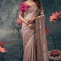 Dusty Pink Designer Saree with Embroidered Border Work