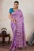Lavender Banarasi Silk Saree with Rich Zari Floral Weaving Border 