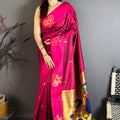 Rani Pink Soft Silk Saree with Designer Pallu and Zari Border