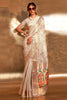 White Banarasi Silk Saree with Zari Woven Border Floral Pallu