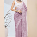 Elegant Lavender Floral Printed Saree Party Wear Saree