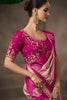 Pink Silk Saree with Contrast Rani Pink Zari Border