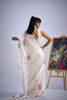 Designer Off White Organza Saree with Floral Embroidery Saree