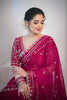 Designer Rani Pink Georgette Saree Heavy Embroidered Border Sequins Work