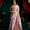 Pink Kanjivaram Silk Saree with Rich Zari Weaving Traditional Saree