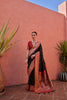 Elegant Black Red Banarasi Silk Saree with Rich Golden Zari Border 