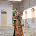 Dark Green Traditional Silk Saree with Rich Paisley Border