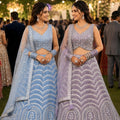 Stylish Sky Blue Net Embroidered Lehenga Choli with Designer Dupatta for Wedding
