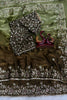 Olive Green Designer Silk Saree with Embroidered Border Sequins Work