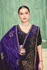 Purple Black Velvet Embroidered Saree with Designer Blouse