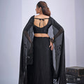 Black Organza Saree with Floral Embroidery Designer Party Wear Saree