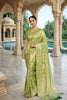  Green Silk Saree with Gold Zari Floral Weaving Traditional Wear Saree 