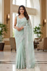 Mint Green Georgette Embroidered Saree with Designer Border 
