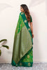 Green Banarasi Silk Saree Antique Gold Zari Motifs Rich Woven Pallu