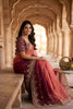 Wine Peach Ombre Embroidered Organza Saree with Zari Border