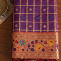 Purple Paithani Silk Saree Traditional Zari Border Designer Red Blouse