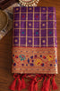 Purple Paithani Silk Saree Traditional Zari Border Designer Red Blouse