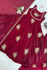 Elegant Wine Sequins Fendy Silk Readymade Palazzo Suit with Dupatta for Women