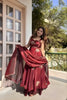 Elegant Wine Sequins Fendy Silk Readymade Palazzo Suit with Dupatta for Women