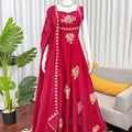 Stunning Red Sequins Fendy Silk Readymade Palazzo Suit with Dupatta for Women