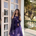 Stylish Purple Sequins Fendy Silk Readymade Palazzo Suit with Dupatta for Women