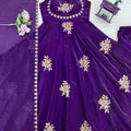 Stylish Purple Sequins Fendy Silk Readymade Palazzo Suit with Dupatta for Women
