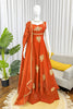 Vibrant Orange Sequins Fendy Silk Readymade Palazzo Suit with Dupatta for Women
