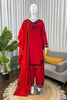 Stunning Red Viscose Silk Straight Palazzo Suit Thread Work Dupatta Party Wear