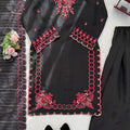 Elegant Black Heavy Embroidered Straight Palazzo Suit Designer Dupatta