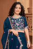 Amazing Teal Blue Silk Embroidered Lehenga Choli for Girls with Dupatta