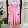 Beautiful Baby Pink Georgette Anarkali Soft Net Dupatta for Wedding