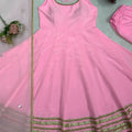 Beautiful Baby Pink Georgette Anarkali Soft Net Dupatta for Wedding