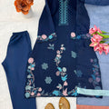Stunning Navy Blue Jura Silk Anarkali Suit Thread Work Dupatta for Women