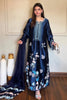 Stunning Navy Blue Jura Silk Anarkali Suit Thread Work Dupatta for Women