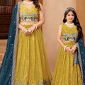 Beautiful Mustard Yellow Crunchy Silk Embroidered Lehenga Choli Set with Elephant Design and Dupatta