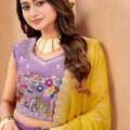 Fancy Lavender Crunchy Silk Embroidered Lehenga Choli Set with Peacock Design and Dupatta