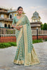 Designer Pastel Green Banarasi Silk Saree Embroidered Blouse