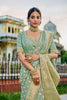 Designer Pastel Green Banarasi Silk Saree Embroidered Blouse