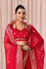 Red Embroidered Designer Party Wear Saree with Blouse Piece
