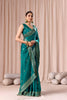Teal Green Embroidered with Blouse Piece Designer Party Wear Saree