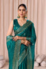 Teal Green Embroidered with Blouse Piece Designer Party Wear Saree